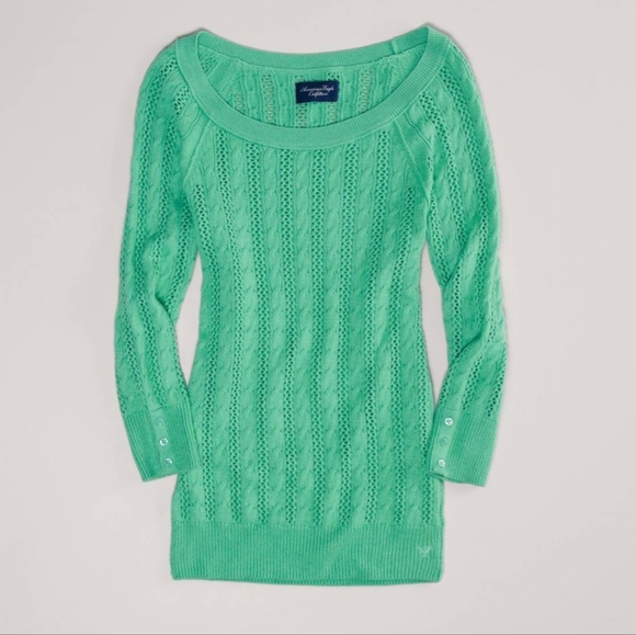 American Eagle Outfitters Green Cableknit Sweater Size XL - Picture 1 of 9